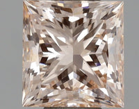 High Quality Light Brown Pink Color 1.00 CT Princess Shape VS2 Clarity Lab grown Diamond For Birthday  Ring