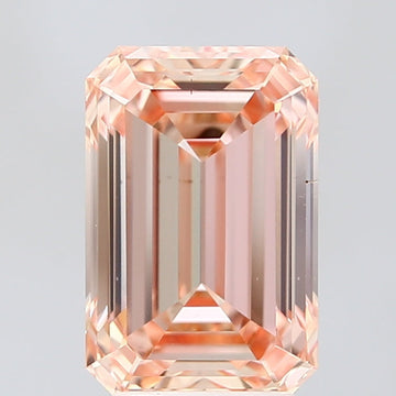 Fantastic 3.54 CT Emerald Shape Fancy Intense Pink Orange Color VS1 Clarity Lab grown Diamond For Propose Ring