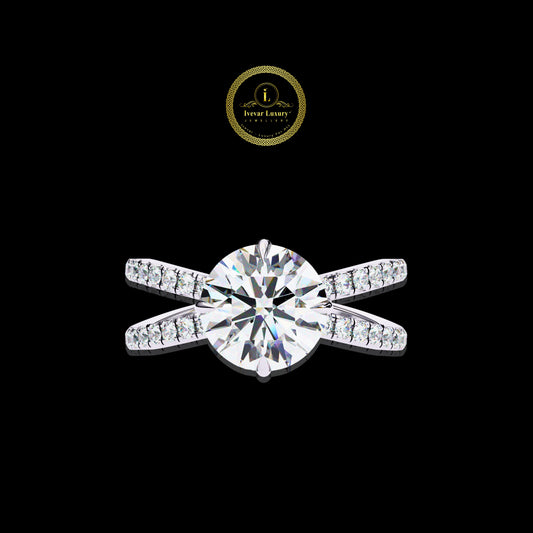 Timeless Elegance Round Cut Moissanite Diamond Ring in Vintage Gold by Ivevar