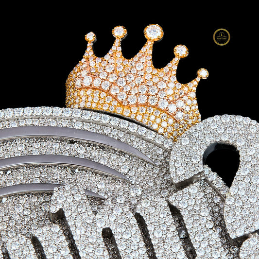 Custom Iced Out Name Pendant with Crown - view 4