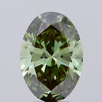 Excellent Of 3.77 CT Oval Shape Fancy Vivid Green Color VS2 Clarity Lab Grown Diamond For Wide Blue Warm Shadows