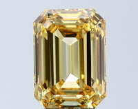 Perfect 5.07 CT Emerald Shape Fancy Intense Yellow Color VS2 Clarity Lab grown Diamond For Someone Ring