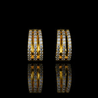 1.98 TCW Triple Row Moissanite Round Cut Diamond Hoop Earrings Everyday Statement Jewelry