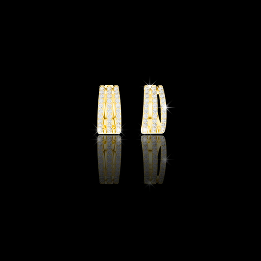1.98 TCW Triple Row Lab Grown Round Cut Diamond Hoop Earrings Everyday Statement Jewelry