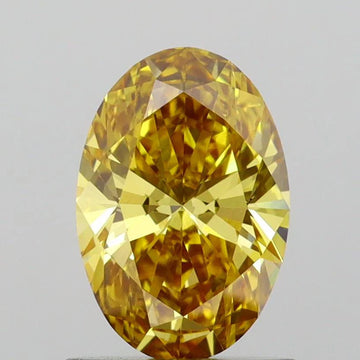 Shiny Of 0.92 CT Oval Shape Fancy Intense Brown Yellow Color VS1 Clarity Moissanite Diamond For Smile