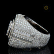 Full Silver Ice Out Round and Baguette Cut Lab Grown Diamond HipHop Ring - view 3