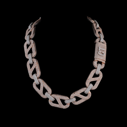 Rose Gold Two Tone VVS Moissanite Iced Out Cuban Chain Hip Hop Style by Ivevar.