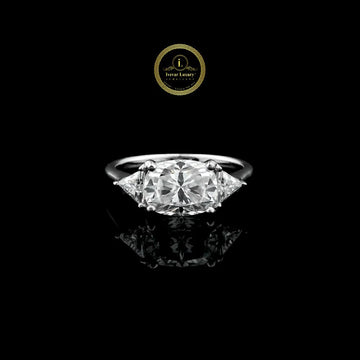 3-Stone  2.5 CT Cushion & Trillion Moissanite Ring By Ivevar