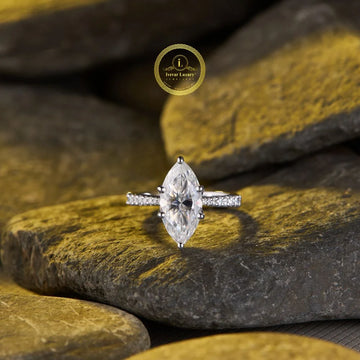 Royal Marquise Cut 3.00 CT Lab Grown Engagement Ring with Luxurious Gold Finish BY Ivevar