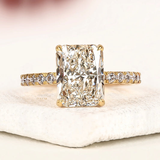 Radiant Cut Lab Grown Diamond Pave Engagement Ring