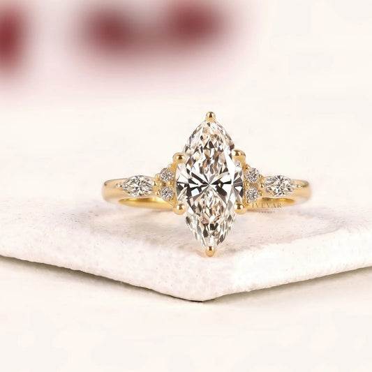 Marquise Cut side Lab Grown Diamond Engagement Ring