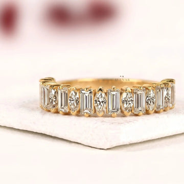 Alternative Emerald and Pear Lab Grown Diamond Eternity Band