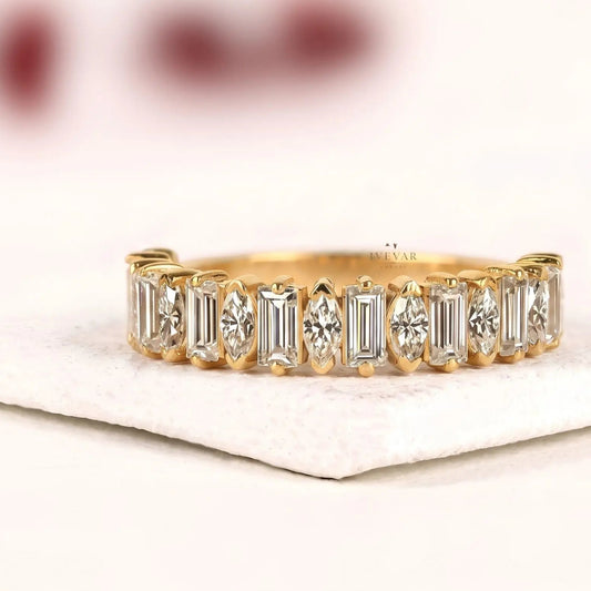 Alternative Emerald and Pear Lab Grown Diamond Eternity Band