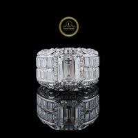 Luxury 4 CT Emerald Cut Lab Grown Diamond Statement Ring in White Gold By Ivevar