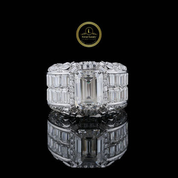 Luxury 4 CT Emerald Cut Lab Grown Diamond Statement Ring in White Gold By Ivevar