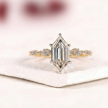 Dutch Marquise Solitaire with Accent Moissanite Diamond Ring