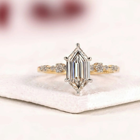 Dutch Marquise Solitaire with Accent Moissanite Diamond Ring