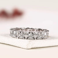 Pear Cut Moissanite Diamond Full Eternity Band Ring