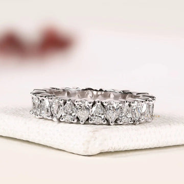 Pear Cut Moissanite Diamond Full Eternity Band Ring