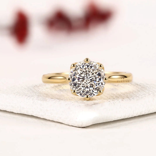 Solitaire Setting Round Cut Lab Grown Diamond Engagement Ring