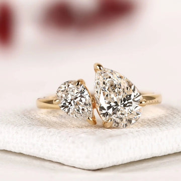 Dual Pear Moissanite Diamond Toi et Moi Engagement Ring