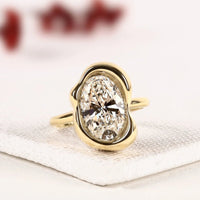 Oval Cut Freeform Bezel Lab Grown Diamond Engagement Ring
