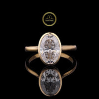 2 CT Oval Cut Bezel Set Lab Grown Diamond Engagement Ring by Ivevar Luxury