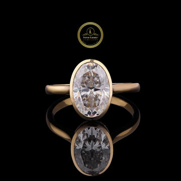 2 CT Oval Cut Bezel Set Lab Grown Diamond Engagement Ring by Ivevar Luxury