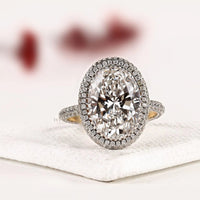 Double Halo Oval Cut Lab Grown Diamond Hidden Halo Engagement Ring