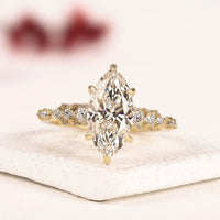Marquise Cut Cluster Hidden Moissanite Diamond Engagement Ring