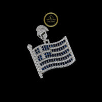 Luxury Lab Diamond Spartan Helmet American Flag Pendant with Blue Stones Hip Hop Jewelry Design By Ivevar