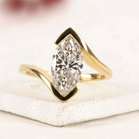 2.50 CT Marquise Cut Moissanite Diamond Twist Solitaire Ring Sculptural Gold Elegance And Timeless Brilliance