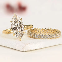 3.00 CT Marquise Cut Lab Grown Diamond Bridal Set Solitaire Elegance And Eternity Band Brilliance