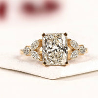 Radiant Cut Cluster Moissanite Diamond Engagement Ring For Her