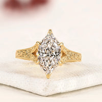 2.50 TCW Ivevar Vintage Marquise Cut Moissanite Diamond Engagement Ring in 18K Yellow Gold