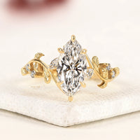 3.00 CT Nature-Inspired Marquise Cut Moissanite Diamond Engagement Ring in Yellow Gold