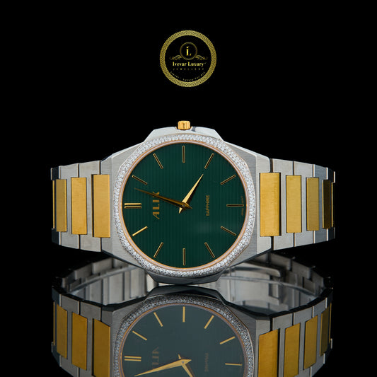 Green Dial Two-Tone Diamond Bezel Luxury Watch