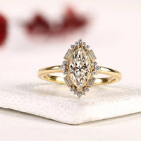 Marquise Cut Halo Lab Grown Diamond Engagement Ring