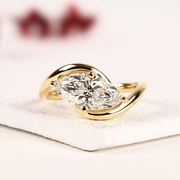 East West Marquise Cut Lab Grown Diamond Bypass Band Ring