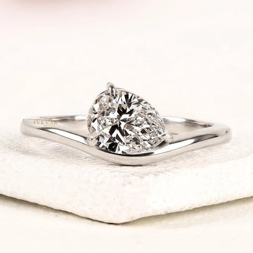 1.00 CT Minimal Pear Cut Moissanite Statement Ring for Women By Ivevar
