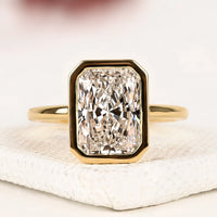 3.00 TCW Ivevar Regal Radiance Emerald Cut Bezel Lab Grown Diamond Ring