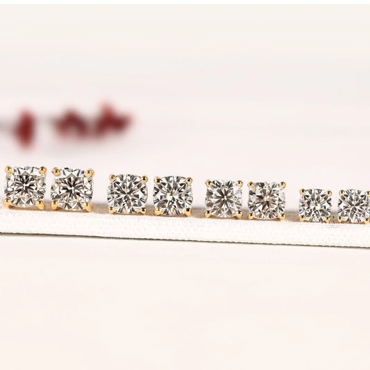 Cushion Cut Moissanite Diamond Solitaire Stud Earring