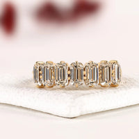 Seven Emerald Lab Grown Diamond Band Ring For Women