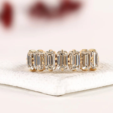Seven Emerald Lab Grown Diamond Band Ring For Women