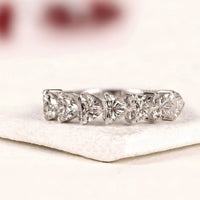 Heart Shape Moissanite Diamond Half Eternity Stacking Band