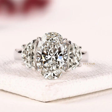 Trilogy Oval Cut Moissanite Diamond Engagement Ring
