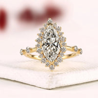 Halo Setting Marquise Cut Moisssanite Diamond Engagement Ring