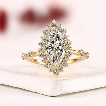 Halo Setting Marquise Cut Moisssanite Diamond Engagement Ring