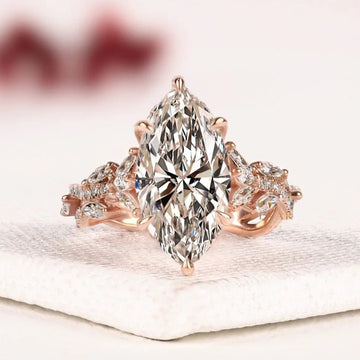 Marquise Cut Lab Grown Diamond Nature Inspired Engagement Rings