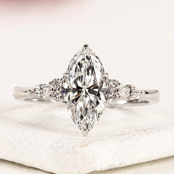 3.50 CT Elegant Marquise Cut Moissanite Diamond Bridal Jewelry with Side Stones By Ivevar